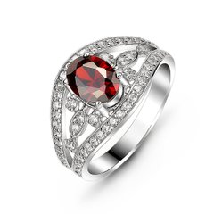Серебряное кольцо с красным фианитом Шанс, 15.5, 47.8, 3.05