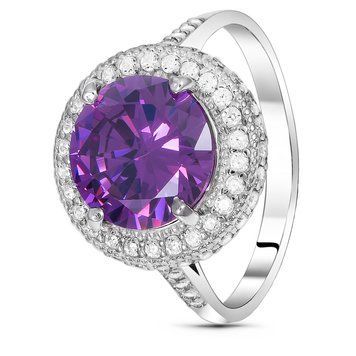 Серебряное кольцо с фиолетовым фианитом Женева, 16, 50.3, 4.57