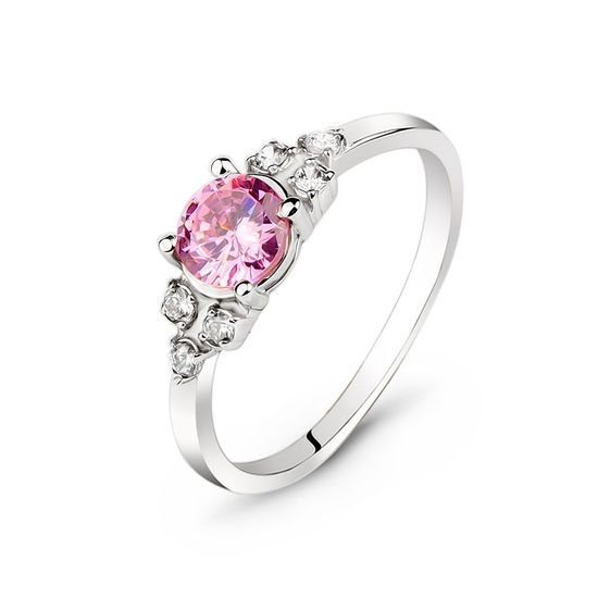 Серебряное кольцо с розовым фианитом Шато, 18, 56.6, 1.15