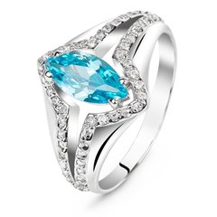 Серебряное кольцо с голубым фианитом Аида, 16, 50.3, 3.22