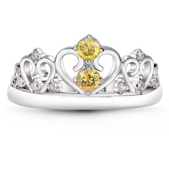 Серебряное кольцо с фианитом шампань Корона, 17.5, 54.5, 2.40