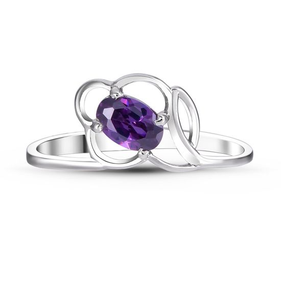 Серебряное кольцо с фиолетовым фианитом Фиалка, 16, 50.3, 1.30