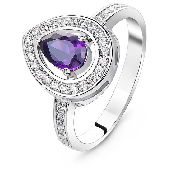 Серебряное кольцо с фиолетовым фианитом Анфиса, 17, 52.8, 3.55