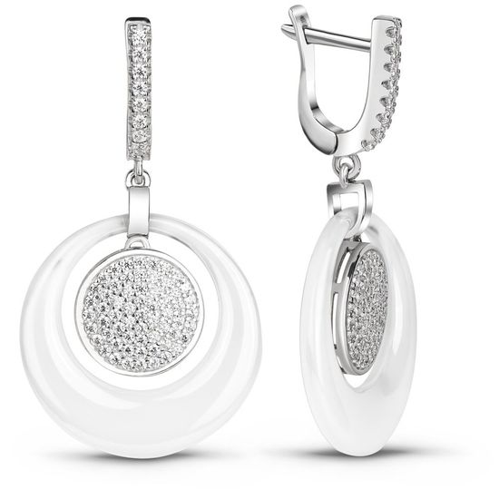 Срібні сережки-підвіски з керамікою Альфа, 9.89