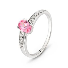 Серебряное кольцо с розовым фианитом Валенсия, 15.5, 47.8, 1.30