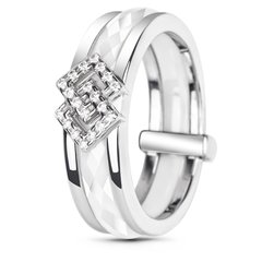 Серебряное кольцо с керамикой и фианитами Бордо, 16, 50.3, 5.97