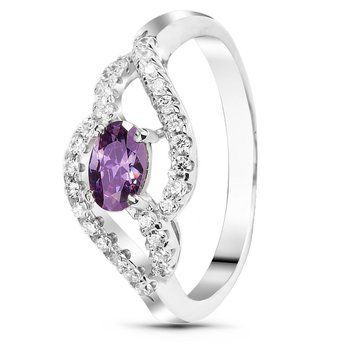 Серебряное кольцо с фиолетовым фианитом Моника, 16.5, 51.5, 2.60