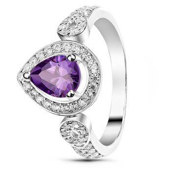 Серебряное кольцо с фиолетовым фианитом Комета, 16, 50.3, 3.20