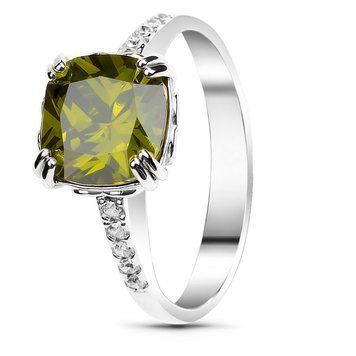 Серебряное кольцо с фианитом перидот Мадонна, 16, 50.3, 3.35