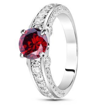 Серебряное кольцо с красным фианитом Европа, 16, 50.3, 3.87