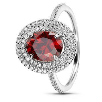 Серебряное кольцо с красным фианитом Камелия, 16, 50.3, 2.64