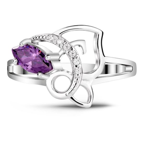 Серебряное кольцо с фиолетовым фианитом Камила, 18.5, 57.8, 2.31