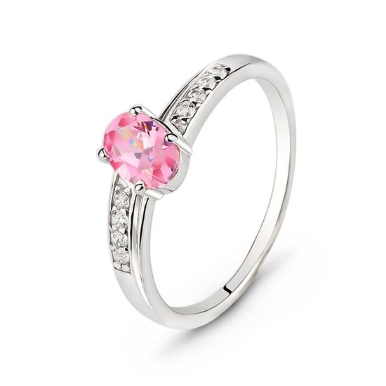 Серебряное кольцо с розовым фианитом Валенсия, 16, 50.3, 1.30