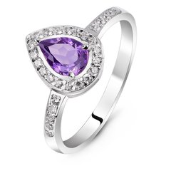Серебряное кольцо с фиолетовым фианитом Карина, 15, 46.5, 2.34
