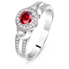 Серебряное кольцо с красным фианитом Кира, 17.5, 54.5, 2.30