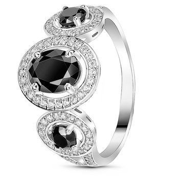 Серебряное кольцо с черным фианитом Рио, 16, 50.3, 2.96