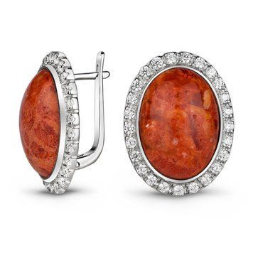 Серебряные серьги с кораллом Императрица ПДС117К
