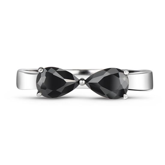Серебряное кольцо с черным фианитом К1182ЦЧ, 1.80