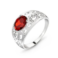 Серебряное кольцо с красным фианитом Озеро, 16.5, 51.5, 2.80