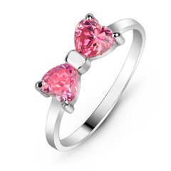 Серебряное кольцо с розовым фианитом Бантик, 17.5, 54.5, 1.53