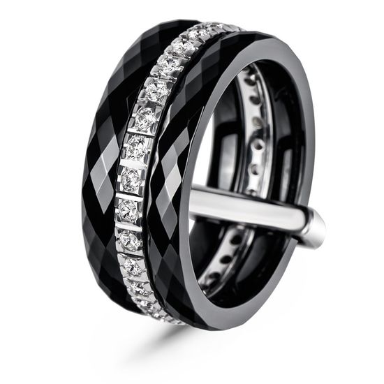 Серебряное кольцо с керамикой и фианитами Версаль, 7.85