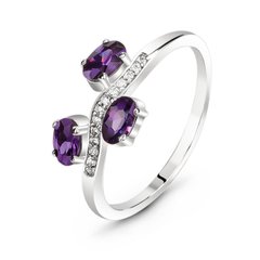 Серебряное кольцо с фиолетовым фианитом Виноград, 15, 46.5, 1.82