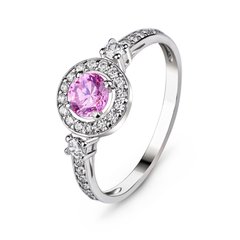 Серебряное кольцо с розовым фианитом Венера, 15, 46.5, 1.75
