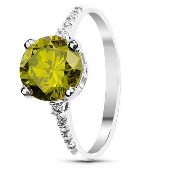 Серебряное кольцо с фианитом перидот Натали, 16, 50.3, 2.20