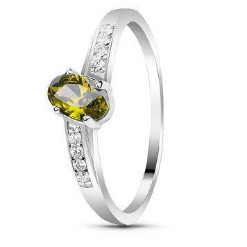 Серебряное кольцо с фианитом перидот Валенсия, 16, 50.3, 1.30