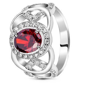Серебряное кольцо с красным фианитом Винтаж, 16, 50.3, 3.96