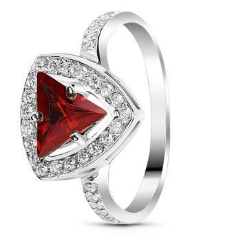 Серебряное кольцо с красным фианитом ФК270ЦГ, 16.5, 51.5, 2.53