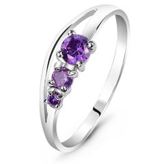 Серебряное кольцо с фиолетовым фианитом ФК223ЦАМ, 15.5, 47.8, 1.42