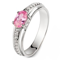 Srebrny pierścionek z różową cyrkonią Połączenie, 17, 52.8, 1.90