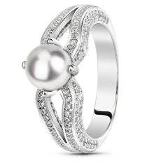 Srebrny pierścionek z perłami Greta, 15.5, 47.8, 4.05