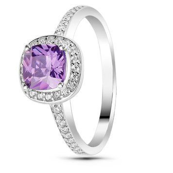Серебряное кольцо с фиолетовым фианитом Ливадия, 16, 50.3, 1.96