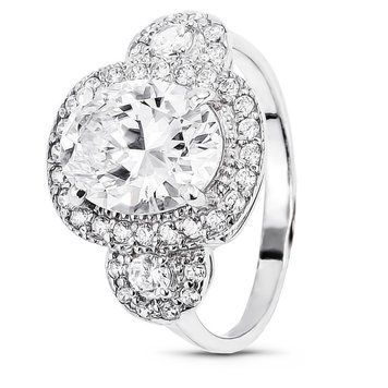 Серебряное кольцо с фианитами Магнолия, 16, 50.3, 3.67
