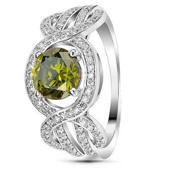 Серебряное кольцо с фианитом перидот Танго, 16, 50.3, 3.00
