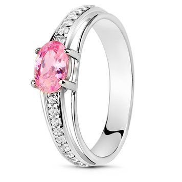 Серебряное кольцо с розовым фианитом Связь, 17, 52.8, 1.90