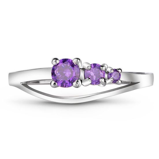 Серебряное кольцо с фиолетовым фианитом ФК223ЦАМ, 15.5, 47.8, 1.42