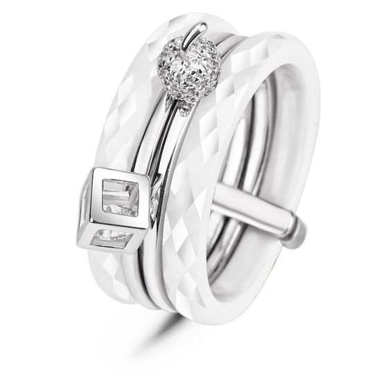 Серебряное кольцо с керамикой и фианитами Маниса, 16.5, 51.5, 7.91