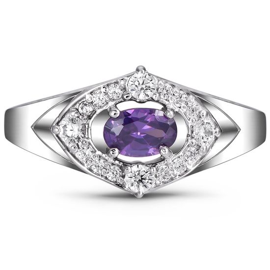 Серебряное кольцо с фиолетовым фианитом Виконт, 17, 52.8, 2.51