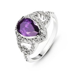 Серебряное кольцо с фиолетовым фианитом Линда, 16.5, 51.5, 2.98