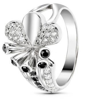 Серебряное кольцо с черным фианитом ФК070ЦЧ, 16, 50.3, 4.45