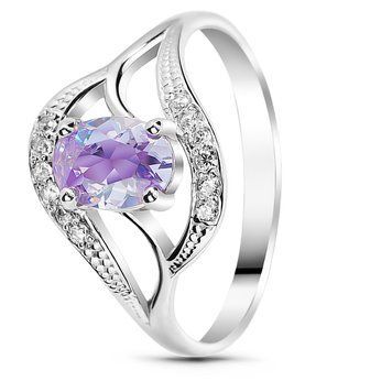 Серебряное кольцо с фиолетовым фианитом Гера, 16, 50.3, 2.01