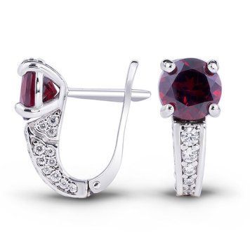 Серебряные серьги с гранатом Итака БС102Г