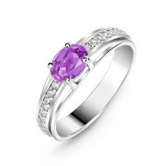 Серебряное кольцо с фиолетовым фианитом Связь, 17, 52.8, 1.90
