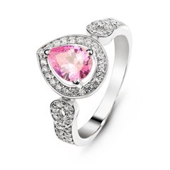Серебряное кольцо с розовым фианитом Комета, 15.5, 47.8, 3.20