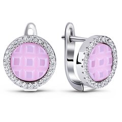 Срібні сережки з рожевою керамікою СР097, 5.39