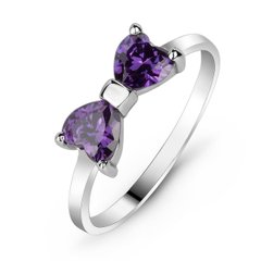 Серебряное кольцо с фиолетовым фианитом Бантик, 17.5, 54.5, 1.53
