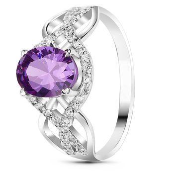 Серебряное кольцо с фиолетовым фианитом Винтаж, 16, 50.3, 2.20